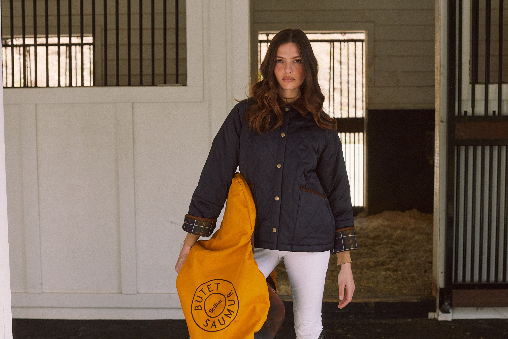 Bowie | Barn Jacket | Durable Satin Quilt | Navy Plaid