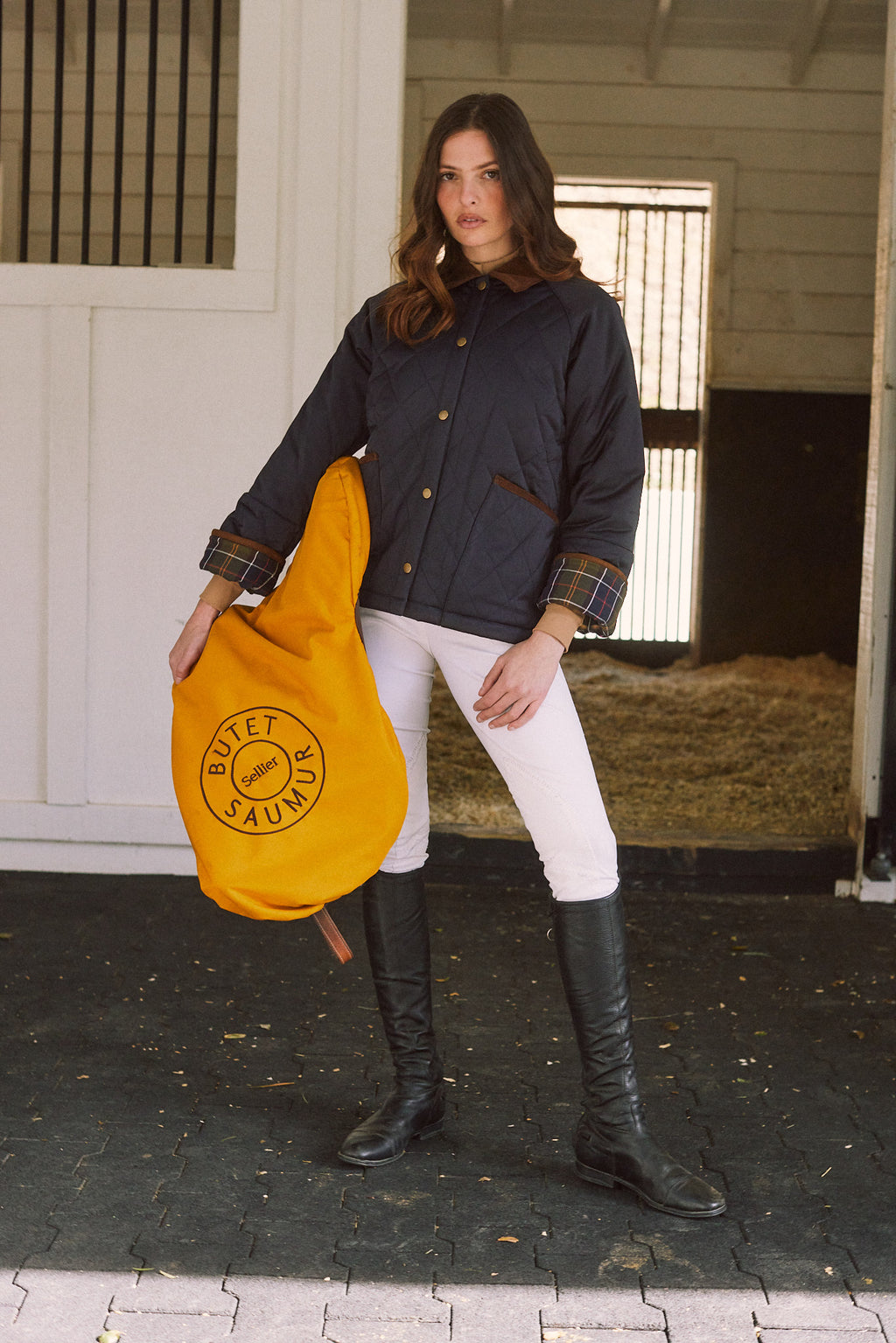 Bowie | Barn Jacket | Durable Satin Quilt | Navy Plaid