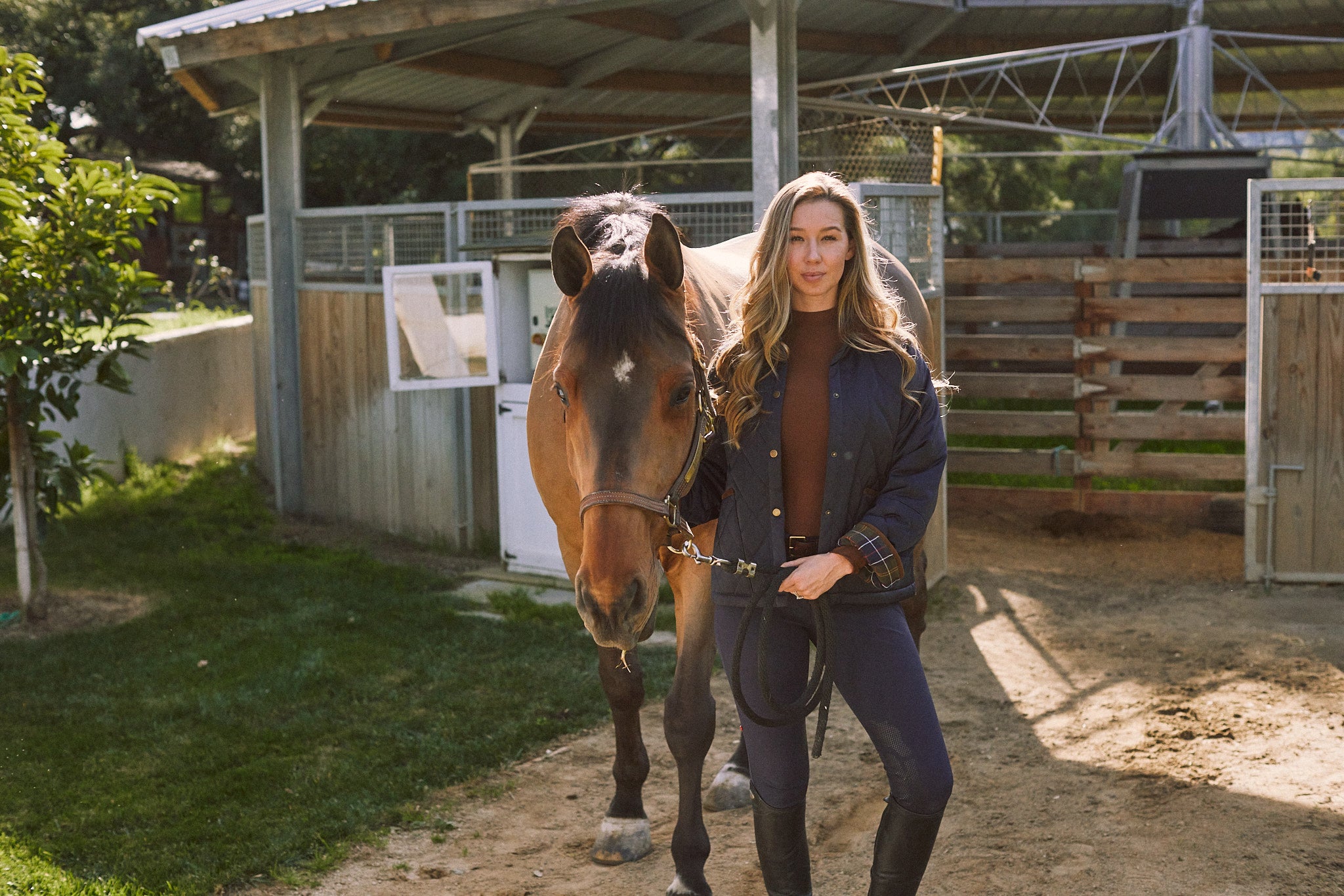 Bowie | Barn Jacket | Durable Satin Quilt | Navy Plaid