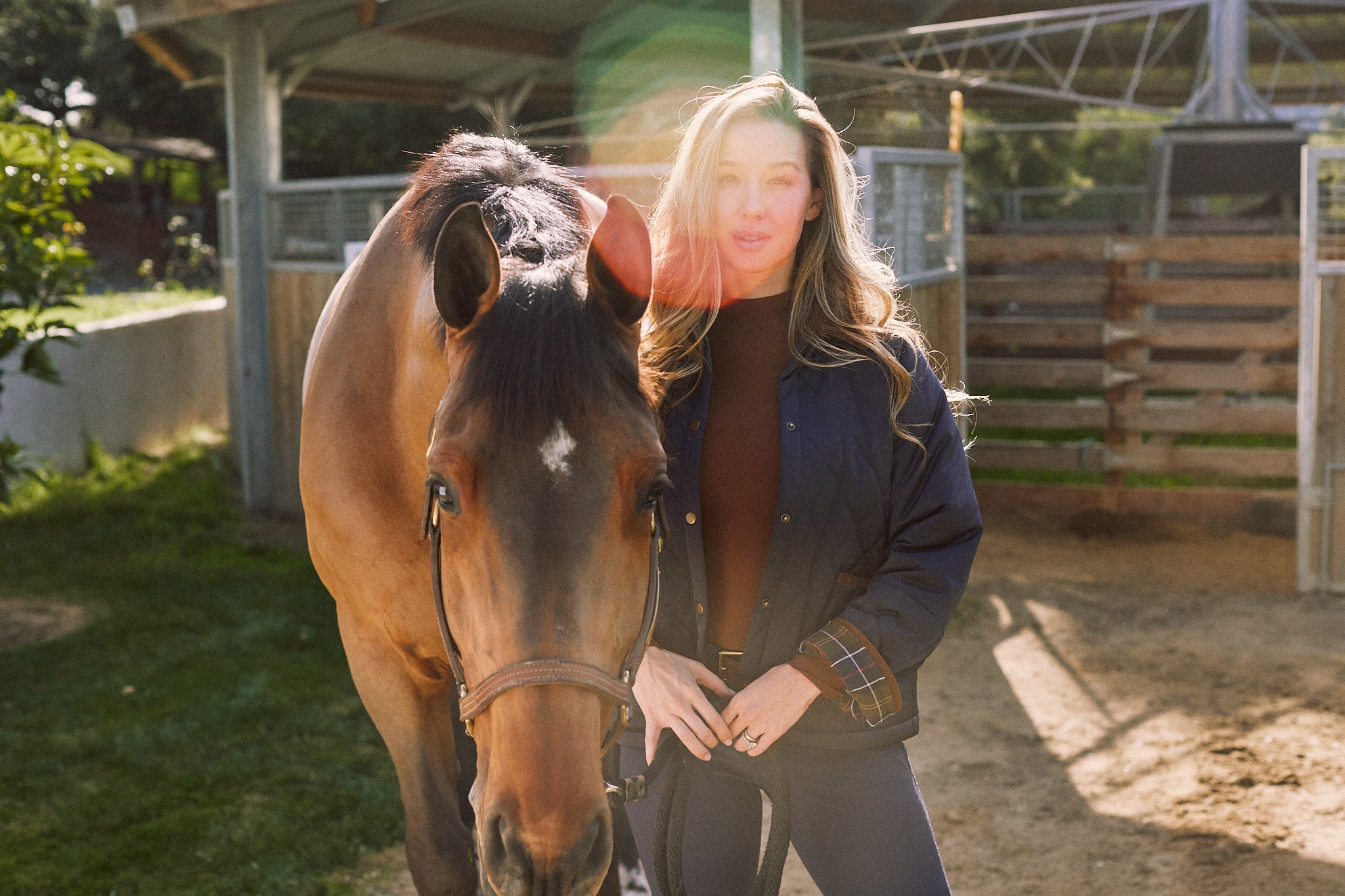 Bowie | Barn Jacket | Durable Satin Quilt | Navy Plaid