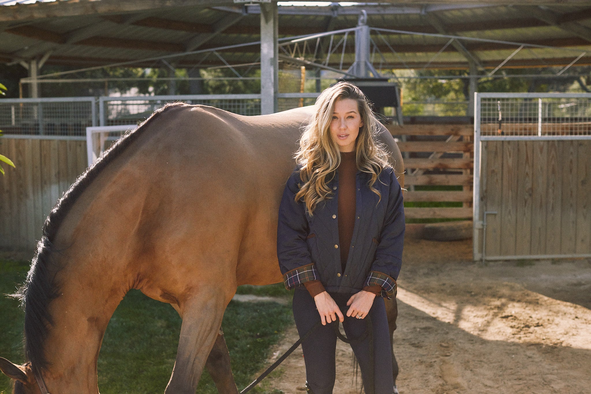 Bowie | Barn Jacket | Durable Satin Quilt | Navy Plaid
