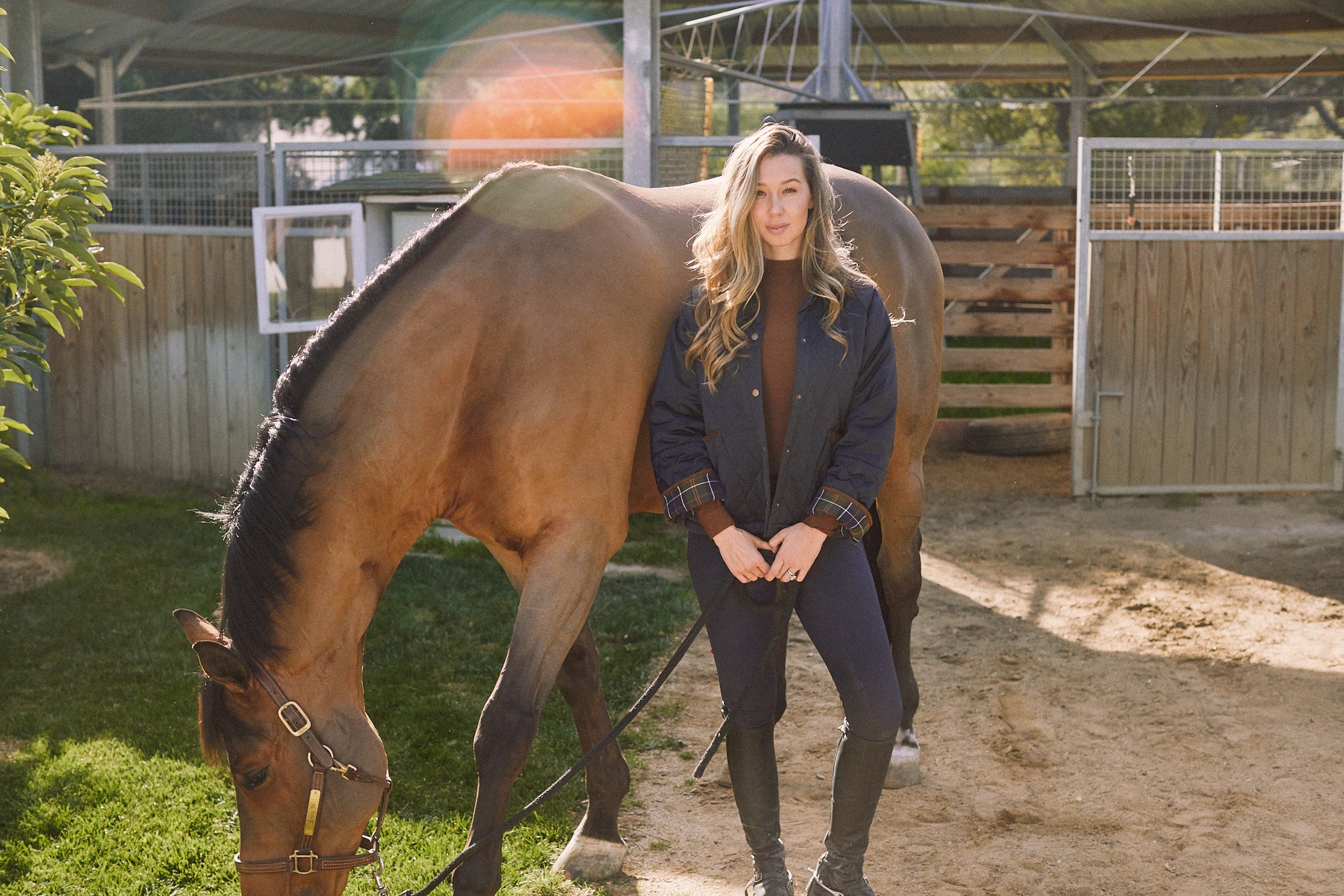 Bowie | Barn Jacket | Durable Satin Quilt | Navy Plaid