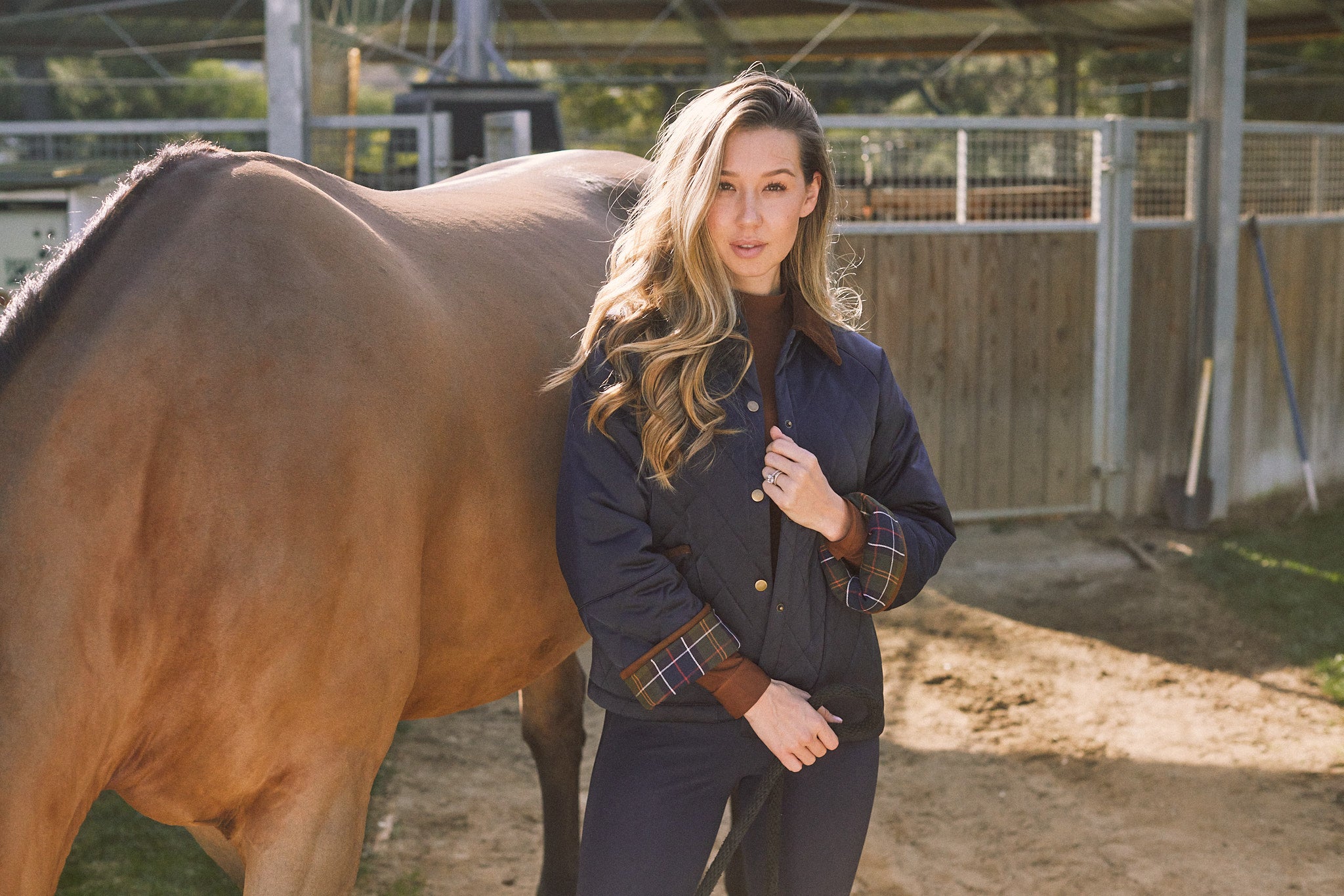 Bowie | Barn Jacket | Durable Satin Quilt | Navy Plaid