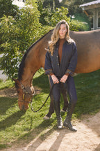 Bowie | Barn Jacket | Durable Satin Quilt | Navy Plaid