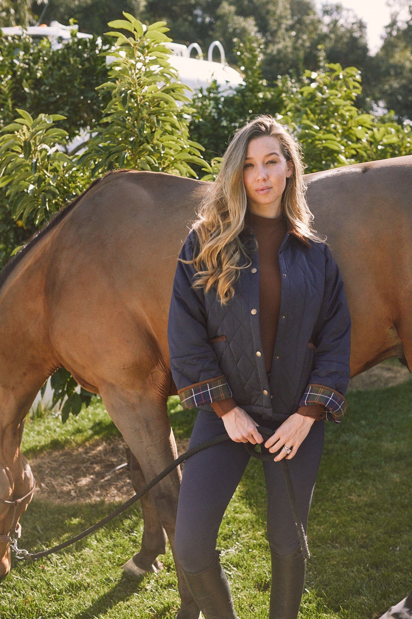 Bowie | Barn Jacket | Durable Satin Quilt | Navy Plaid