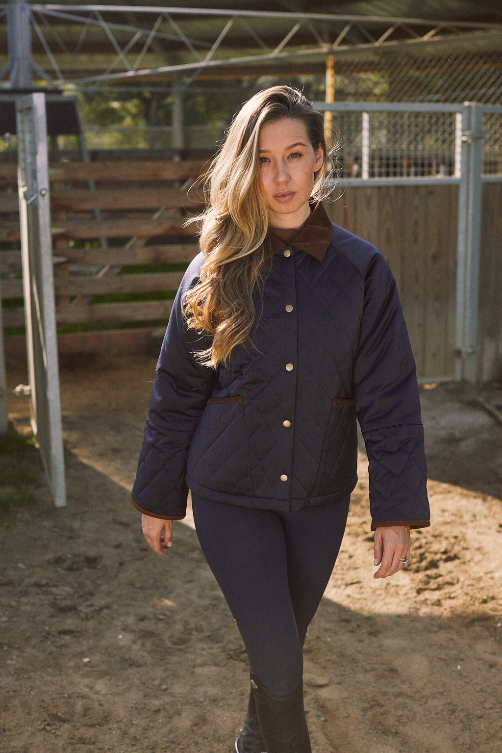 Bowie | Barn Jacket | Durable Satin Quilt | Navy Plaid