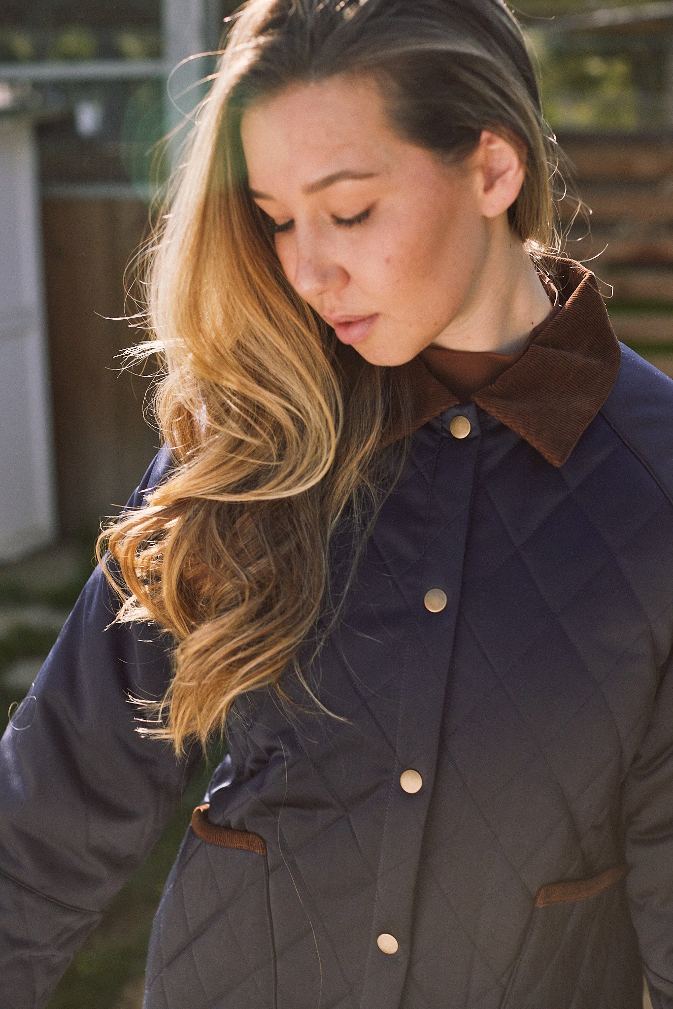 Bowie | Barn Jacket | Durable Satin Quilt | Navy Plaid