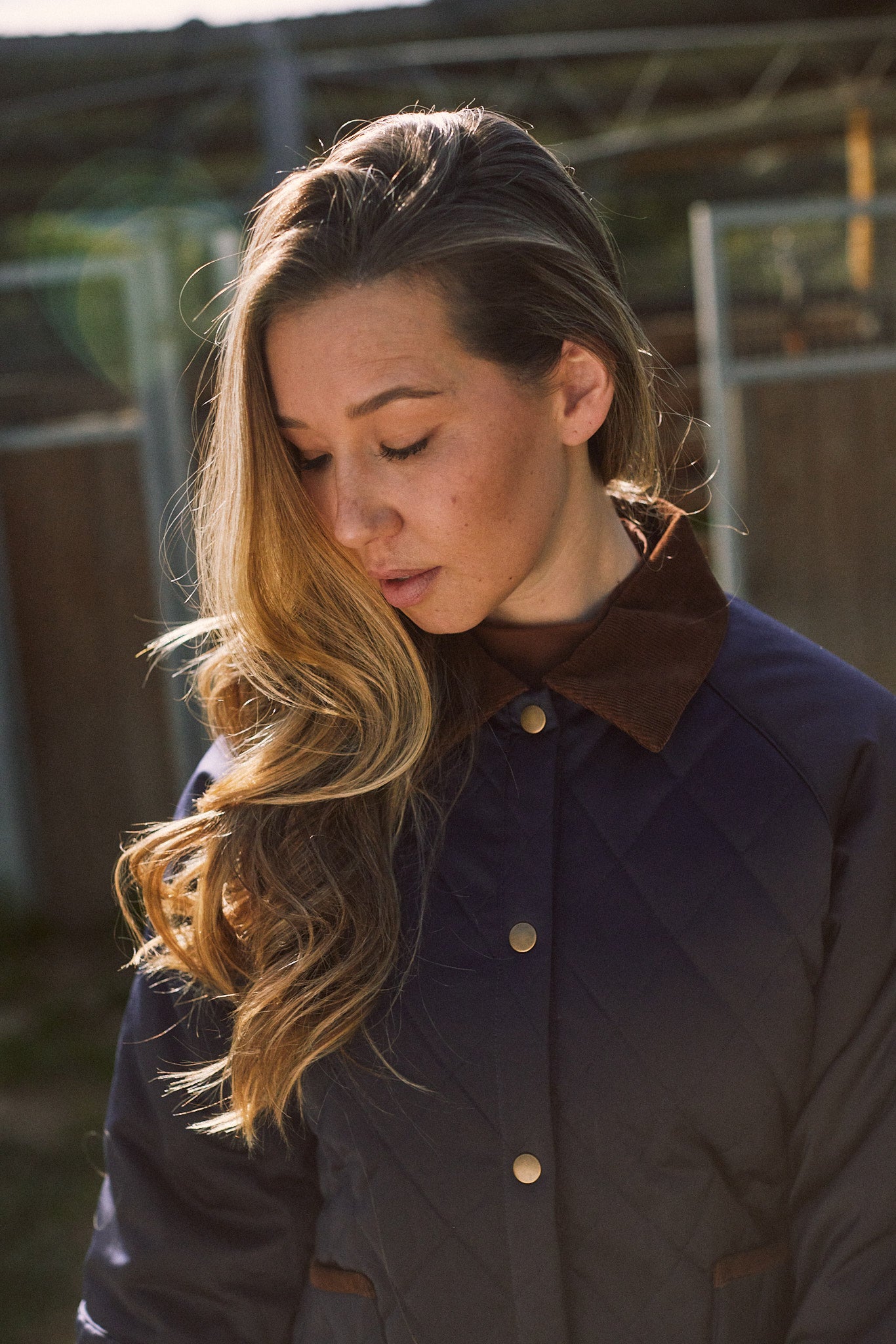 Bowie | Barn Jacket | Durable Satin Quilt | Navy Plaid