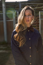 Bowie | Barn Jacket | Durable Satin Quilt | Navy Plaid