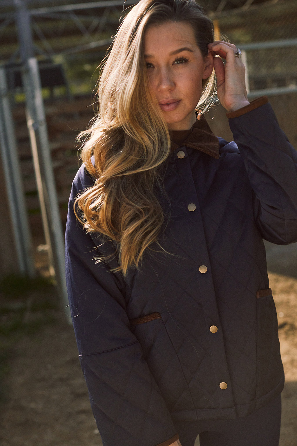 Bowie | Barn Jacket | Durable Satin Quilt | Navy Plaid