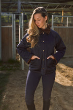Bowie | Barn Jacket | Durable Satin Quilt | Navy Plaid