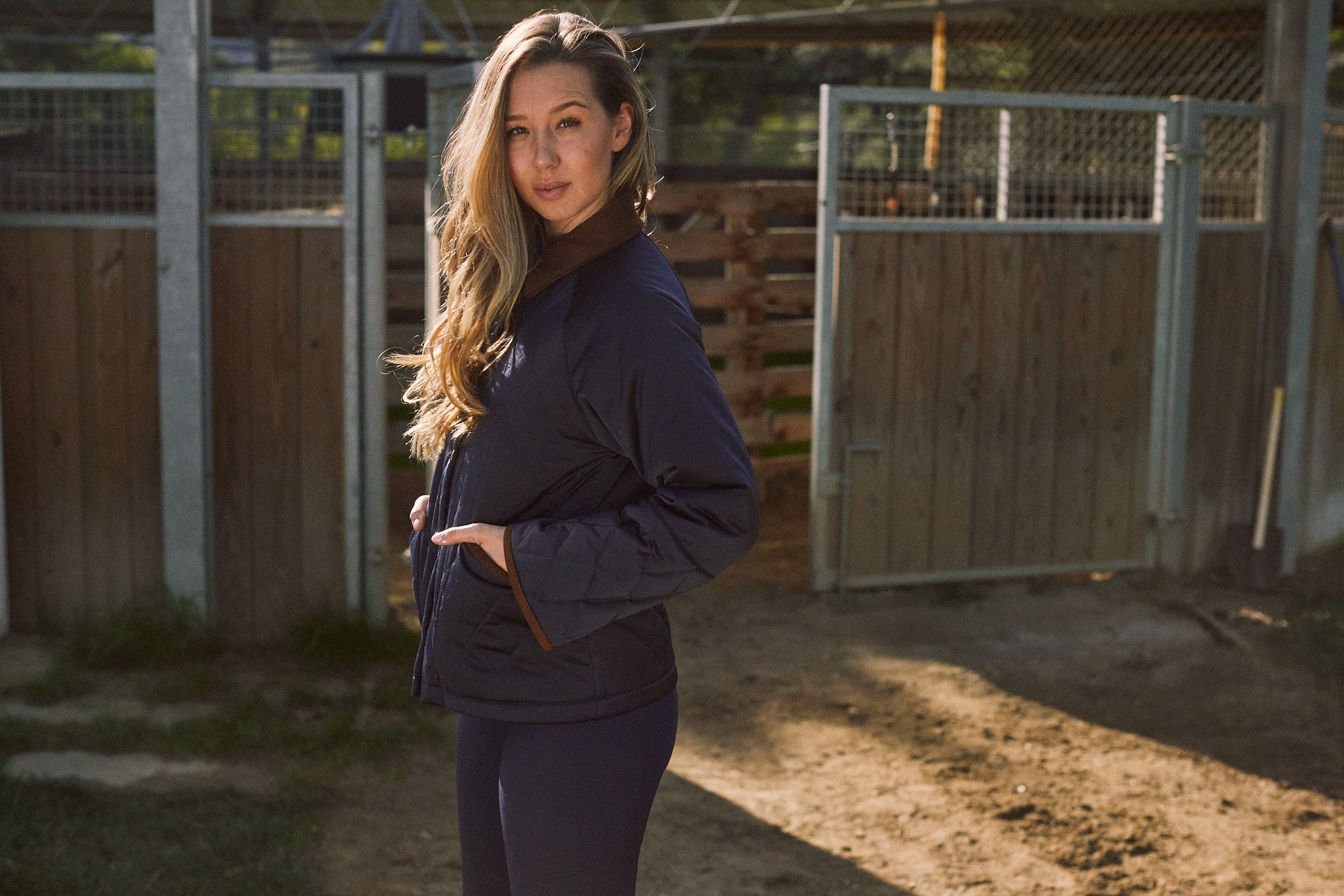 Bowie | Barn Jacket | Durable Satin Quilt | Navy Plaid