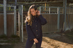 Bowie | Barn Jacket | Durable Satin Quilt | Navy Plaid
