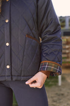 Bowie | Barn Jacket | Durable Satin Quilt | Navy Plaid