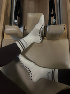 horses. | Pilates Grip Socks | Chocolate Brown and Ivory