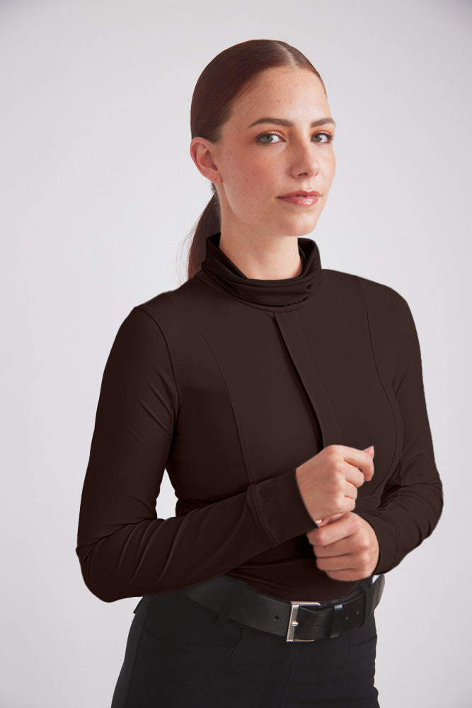 Haley | UV Riding Base-layer | Turtleneck Sun-shirt | Espresso