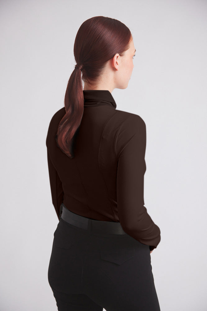 Haley | UV Riding Base-layer | Turtleneck Sun-shirt | Espresso