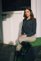 Kelly | Technical Sport Pique | Recycled Nylon | Long Sleeve Polo | Black