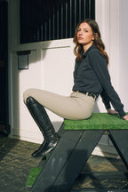 Kelly | Technical Sport Pique | Recycled Nylon | Long Sleeve Polo | Black