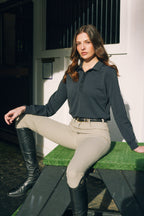 Kelly | Technical Sport Pique | Recycled Nylon | Long Sleeve Polo | Black