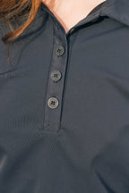 Kelly | Technical Sport Pique | Recycled Nylon | Long Sleeve Polo | Black
