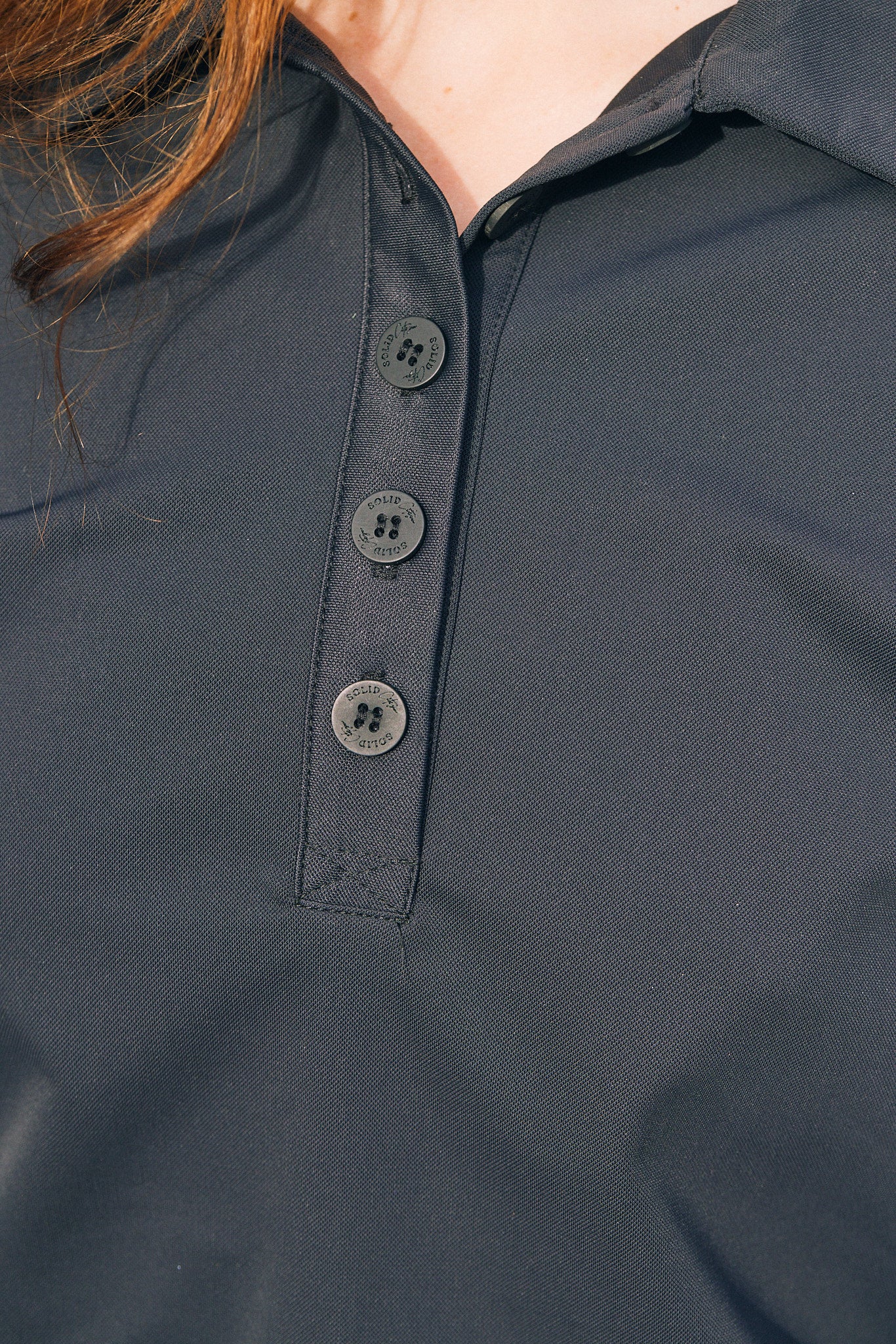 Kelly | Technical Sport Pique | Recycled Nylon | Long Sleeve Polo | Black