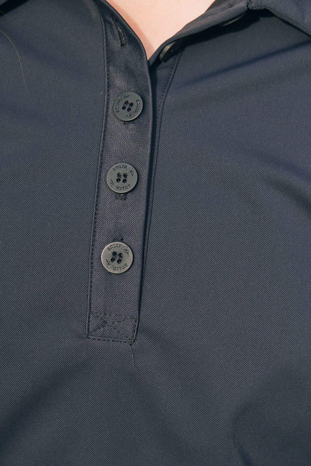 Kelly | Technical Sport Pique | Recycled Nylon | Long Sleeve Polo | Black
