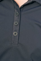 Kelly | Technical Sport Pique | Recycled Nylon | Long Sleeve Polo | Black