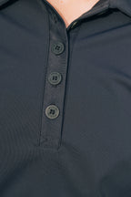 Kelly | Technical Sport Pique | Recycled Nylon | Long Sleeve Polo | Black