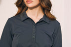 Kelly | Technical Sport Pique | Recycled Nylon | Long Sleeve Polo | Black