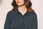 Kelly | Technical Sport Pique | Recycled Nylon | Long Sleeve Polo | Black