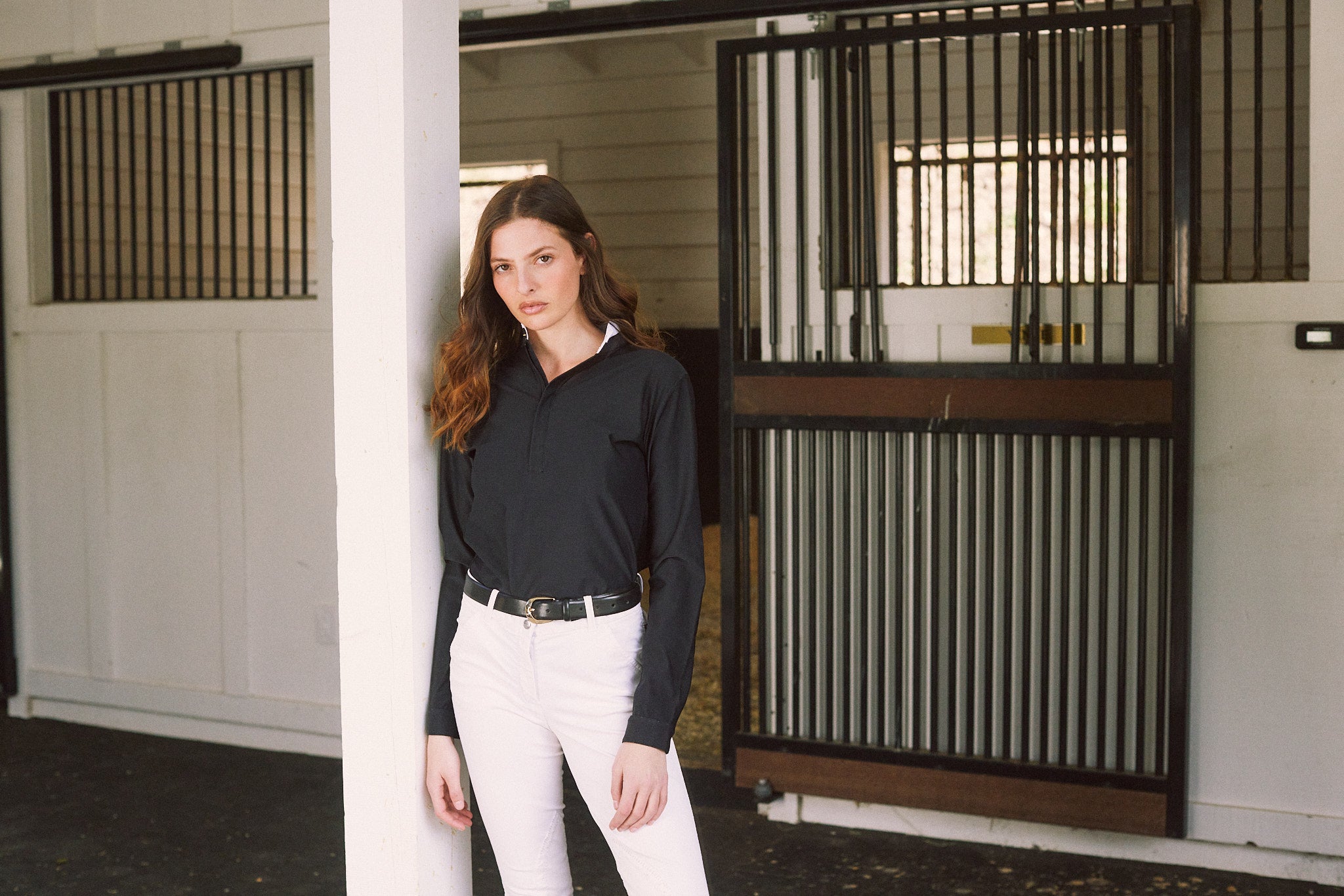 Kelly | Technical Sport Pique | Recycled Nylon | Long Sleeve Polo | Black