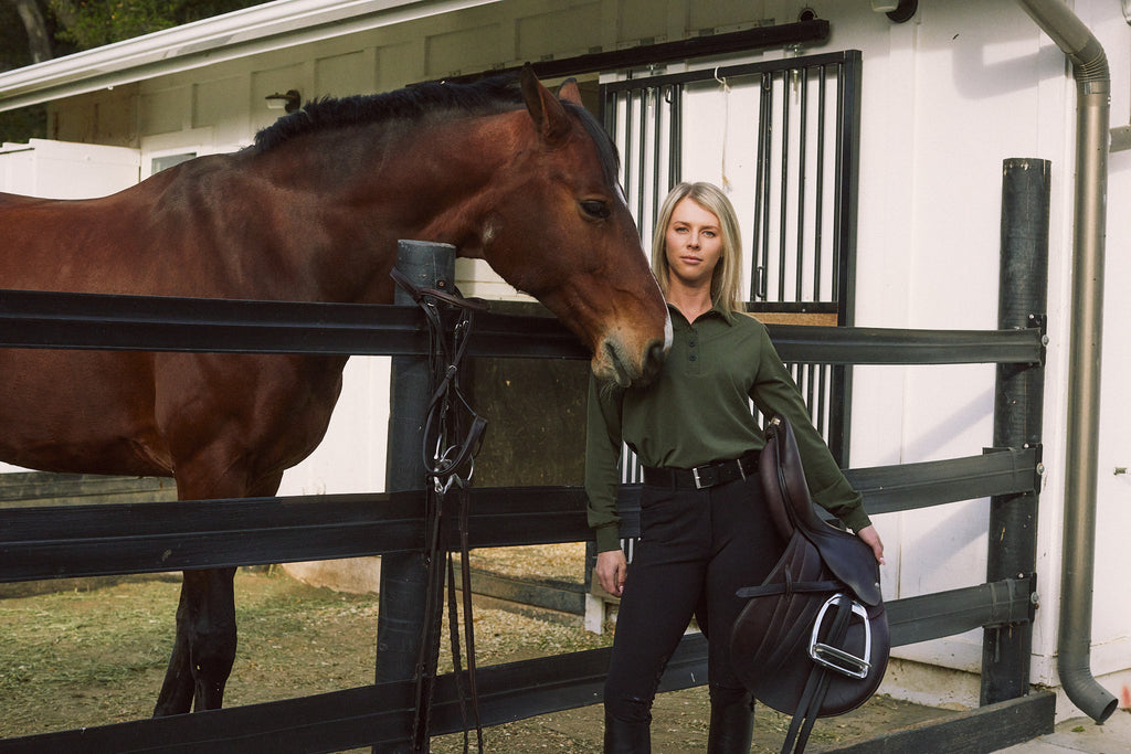 Kelly | Technical Sport Pique | Recycled Nylon | Long Sleeve Polo | Olive