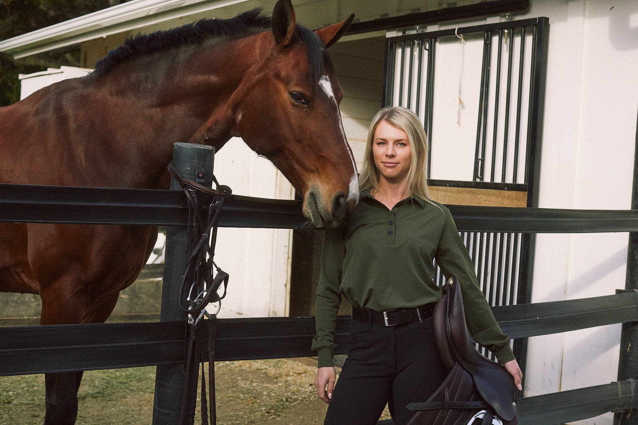 Kelly | Technical Sport Pique | Recycled Nylon | Long Sleeve Polo | Olive