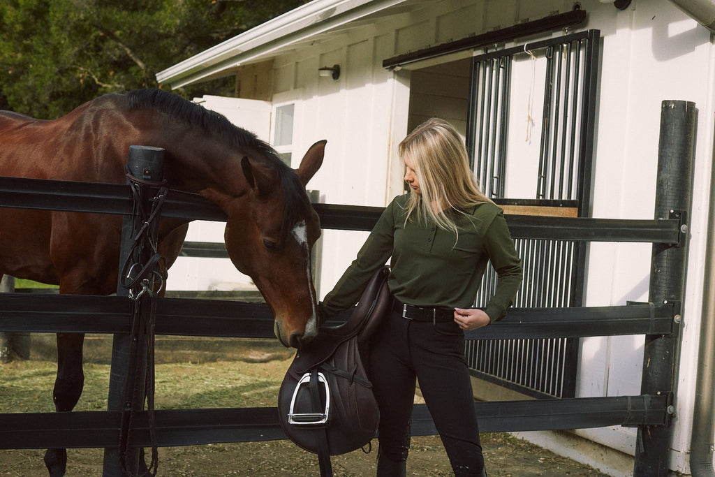 Kelly | Technical Sport Pique | Recycled Nylon | Long Sleeve Polo | Olive