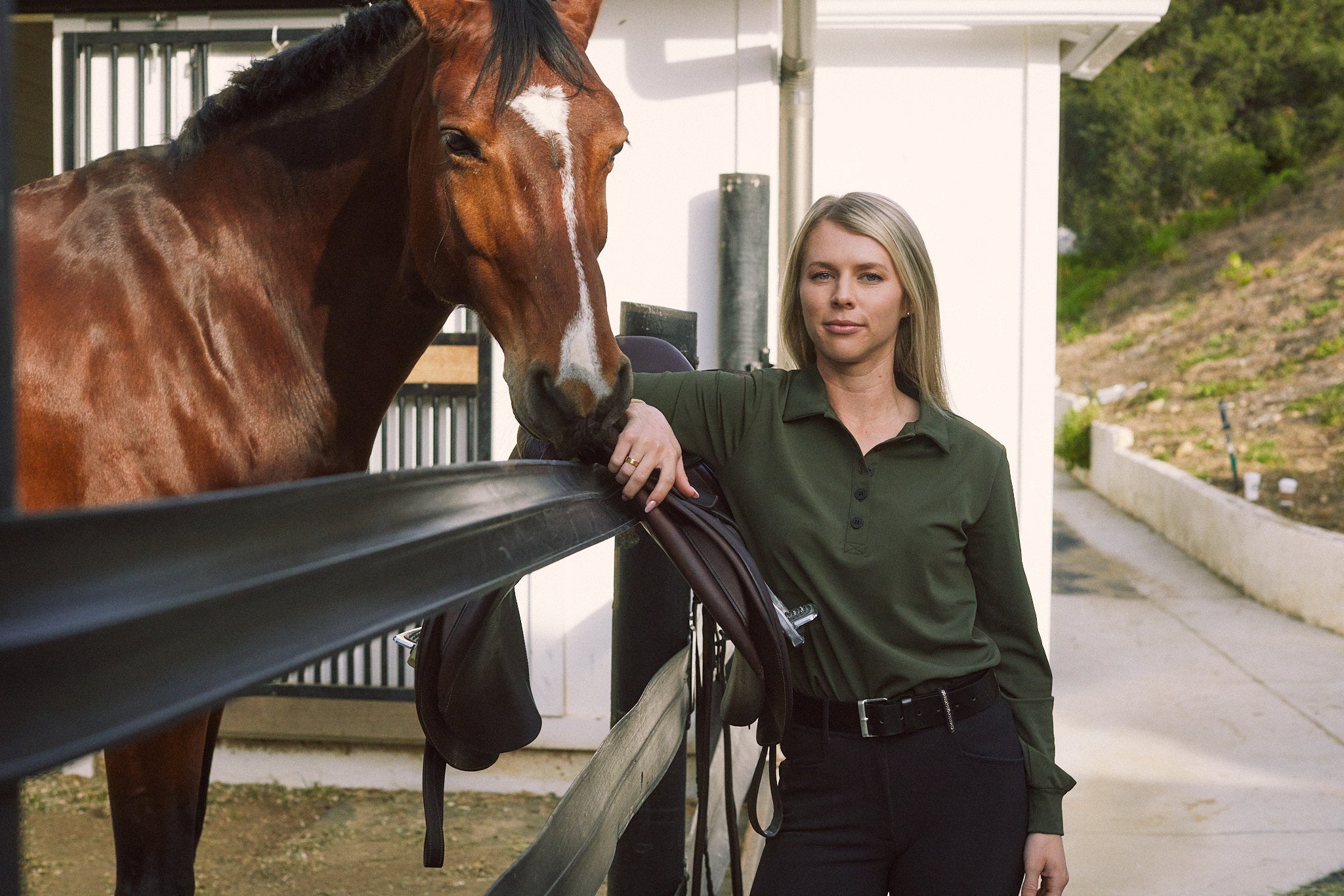 Kelly | Technical Sport Pique | Recycled Nylon | Long Sleeve Polo | Olive
