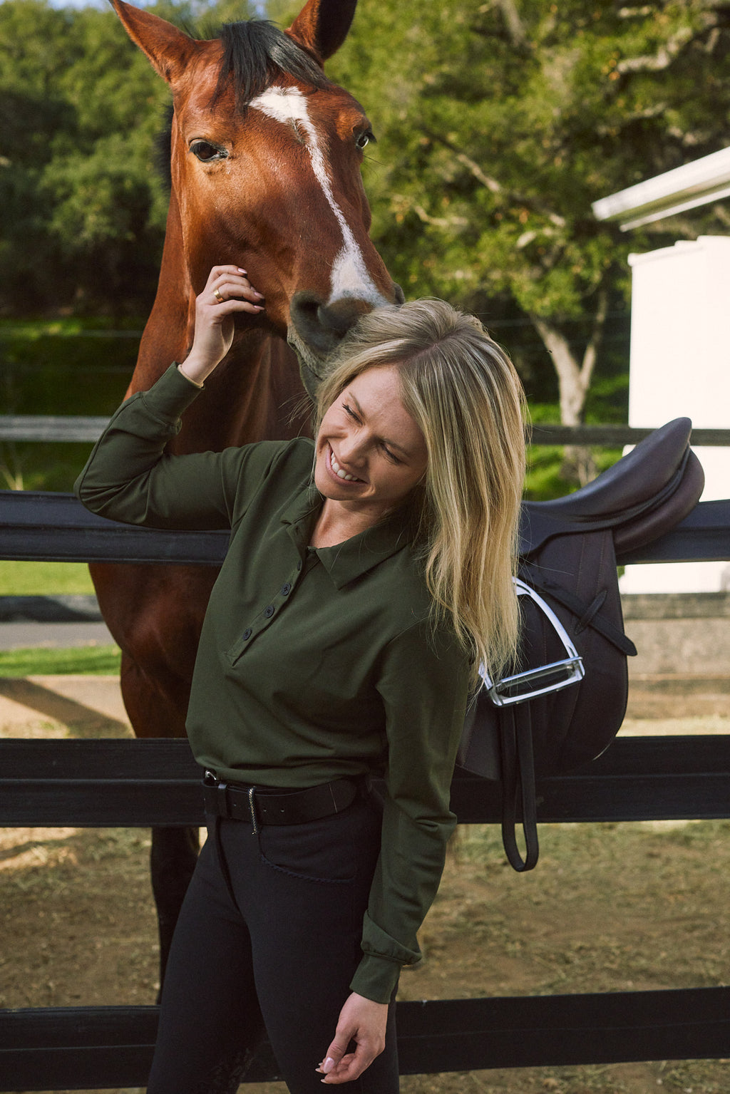 Kelly | Technical Sport Pique | Recycled Nylon | Long Sleeve Polo | Olive