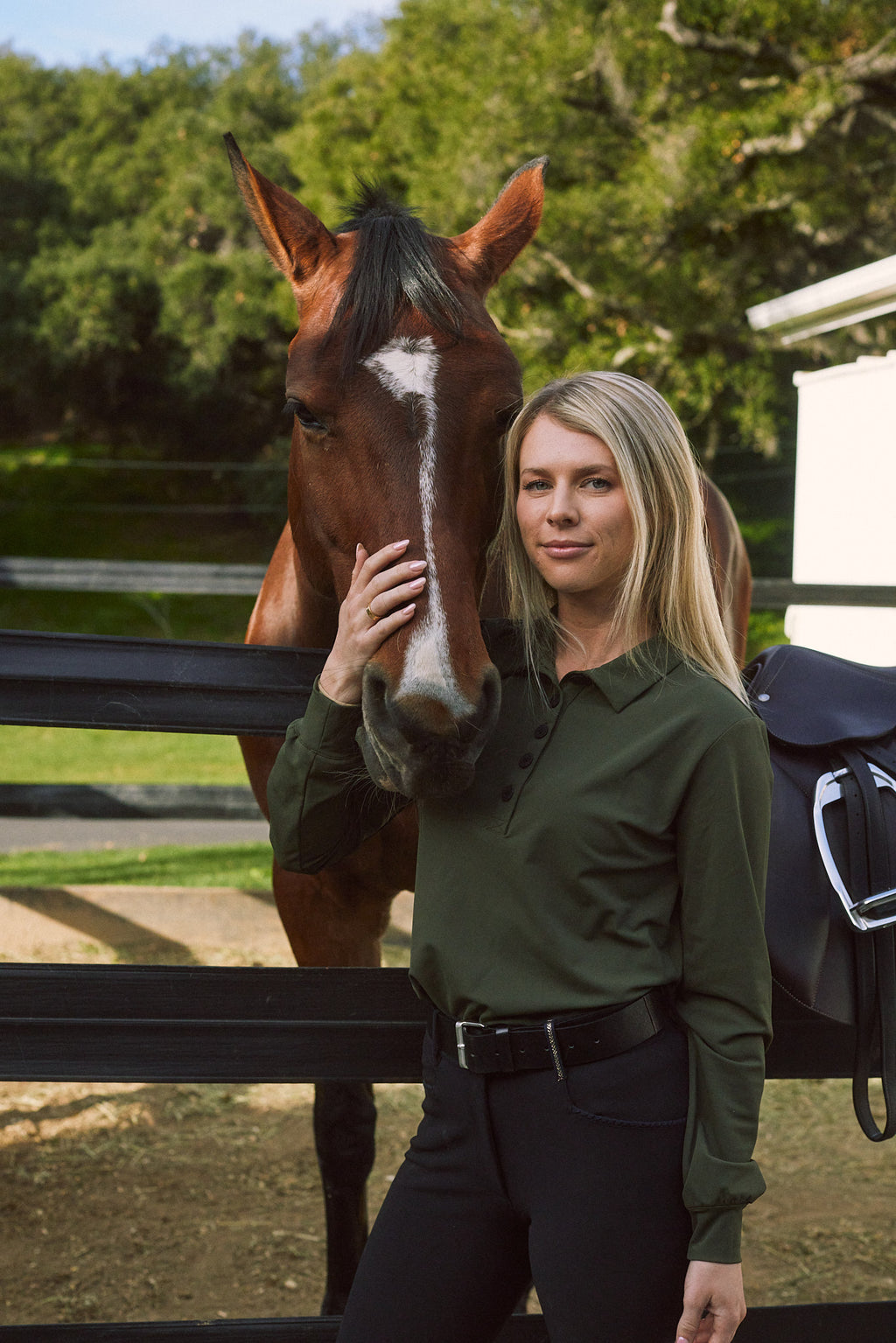 Kelly | Technical Sport Pique | Recycled Nylon | Long Sleeve Polo | Olive