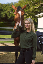 Kelly | Technical Sport Pique | Recycled Nylon | Long Sleeve Polo | Olive