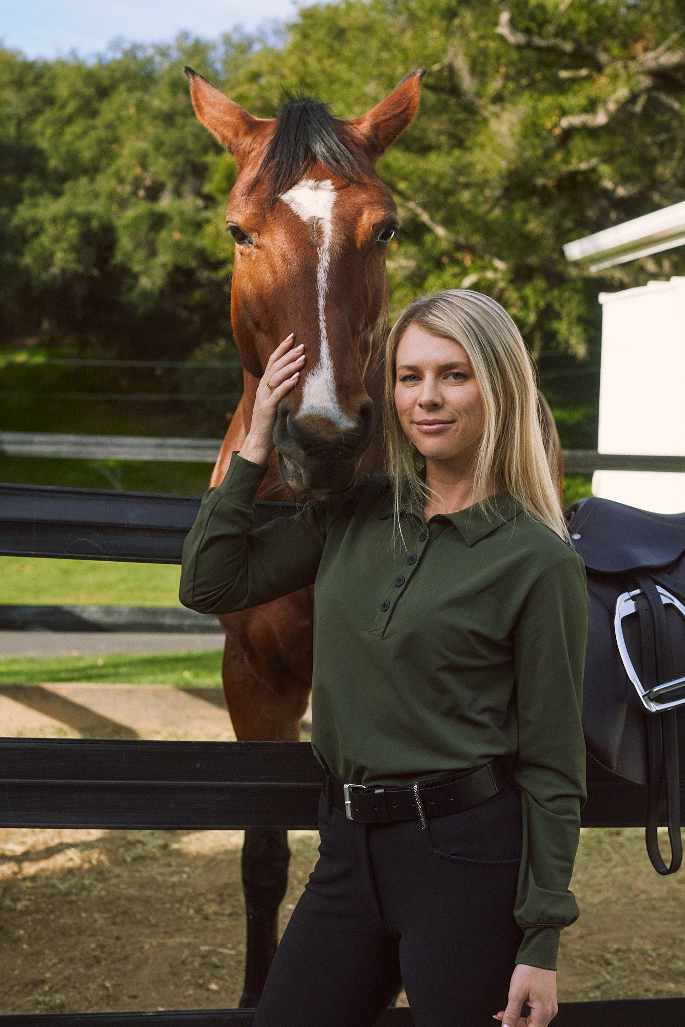 Kelly | Technical Sport Pique | Recycled Nylon | Long Sleeve Polo | Olive