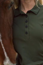 Kelly | Technical Sport Pique | Recycled Nylon | Long Sleeve Polo | Olive