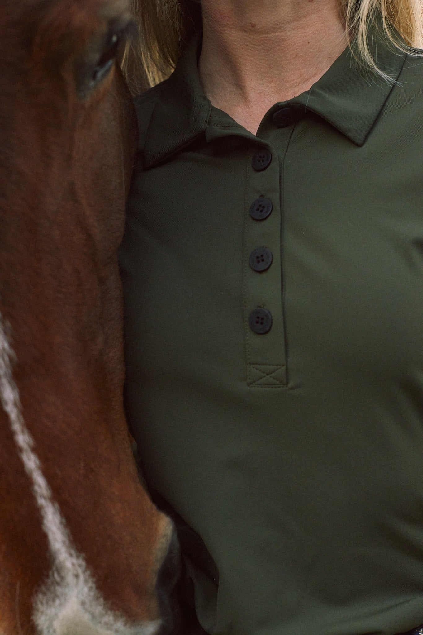 Kelly | Technical Sport Pique | Recycled Nylon | Long Sleeve Polo | Olive