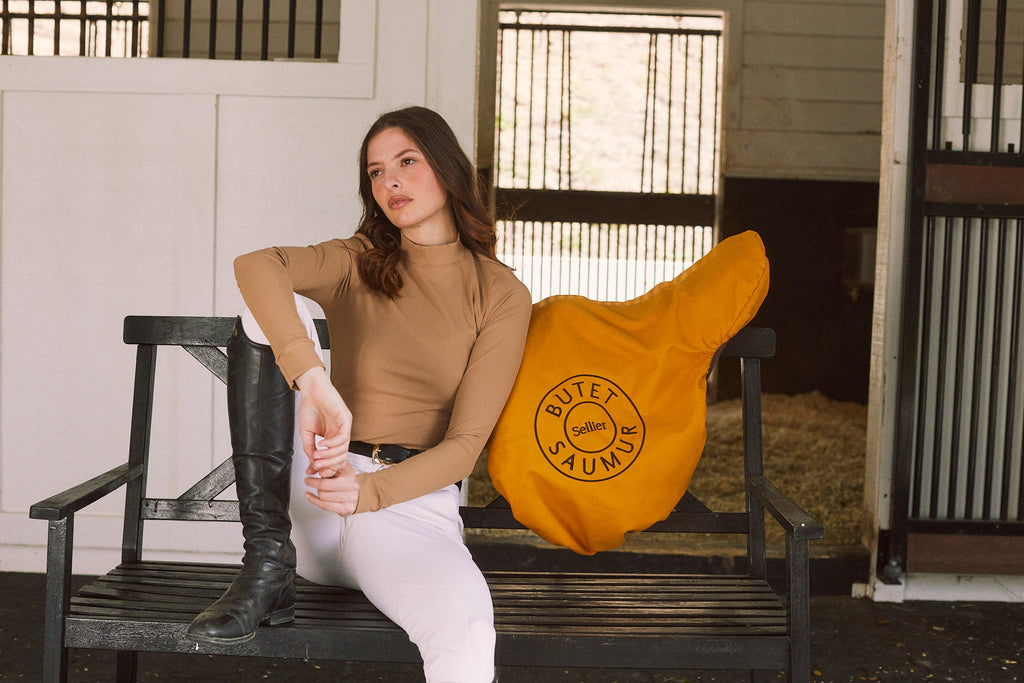 Mel Mock Neck | Italian Rib | Long Sleeve Schooling Top | Leather