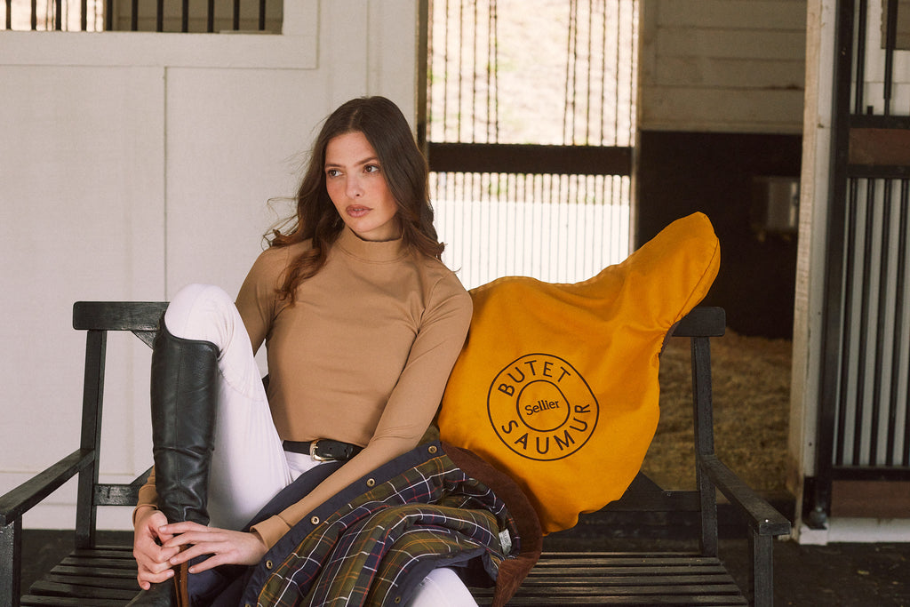 Mel Mock Neck | Italian Rib | Long Sleeve Schooling Top | Leather