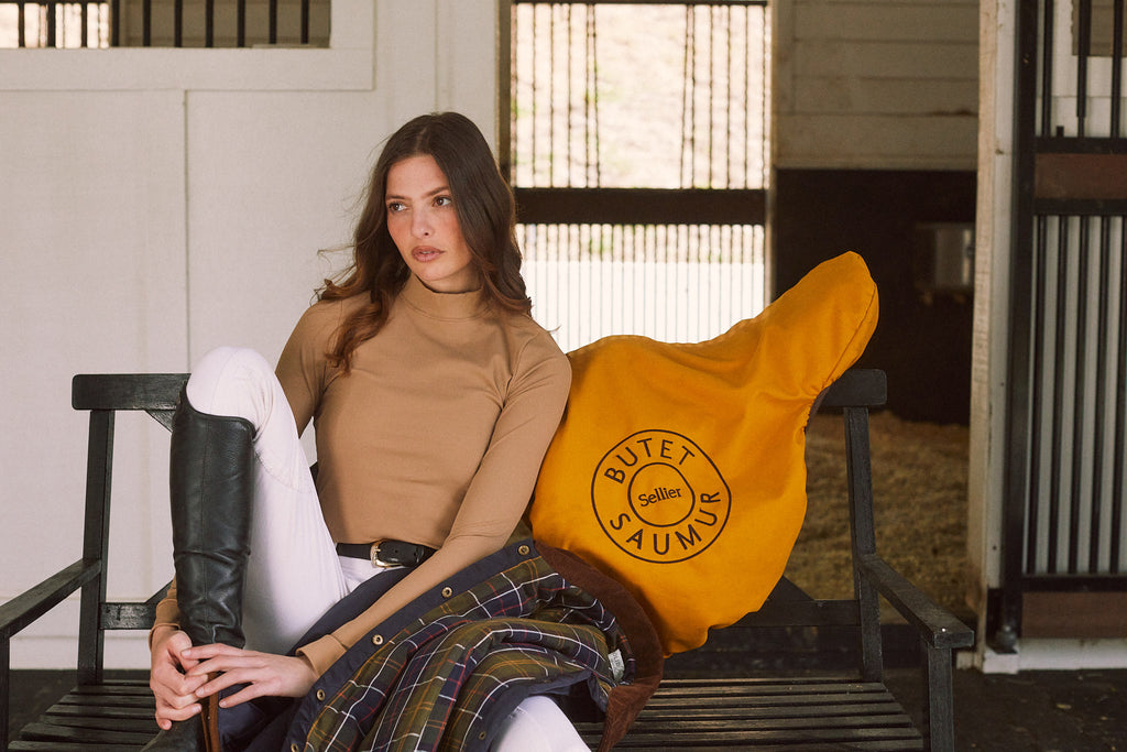 Mel Mock Neck | Italian Rib | Long Sleeve Schooling Top | Leather