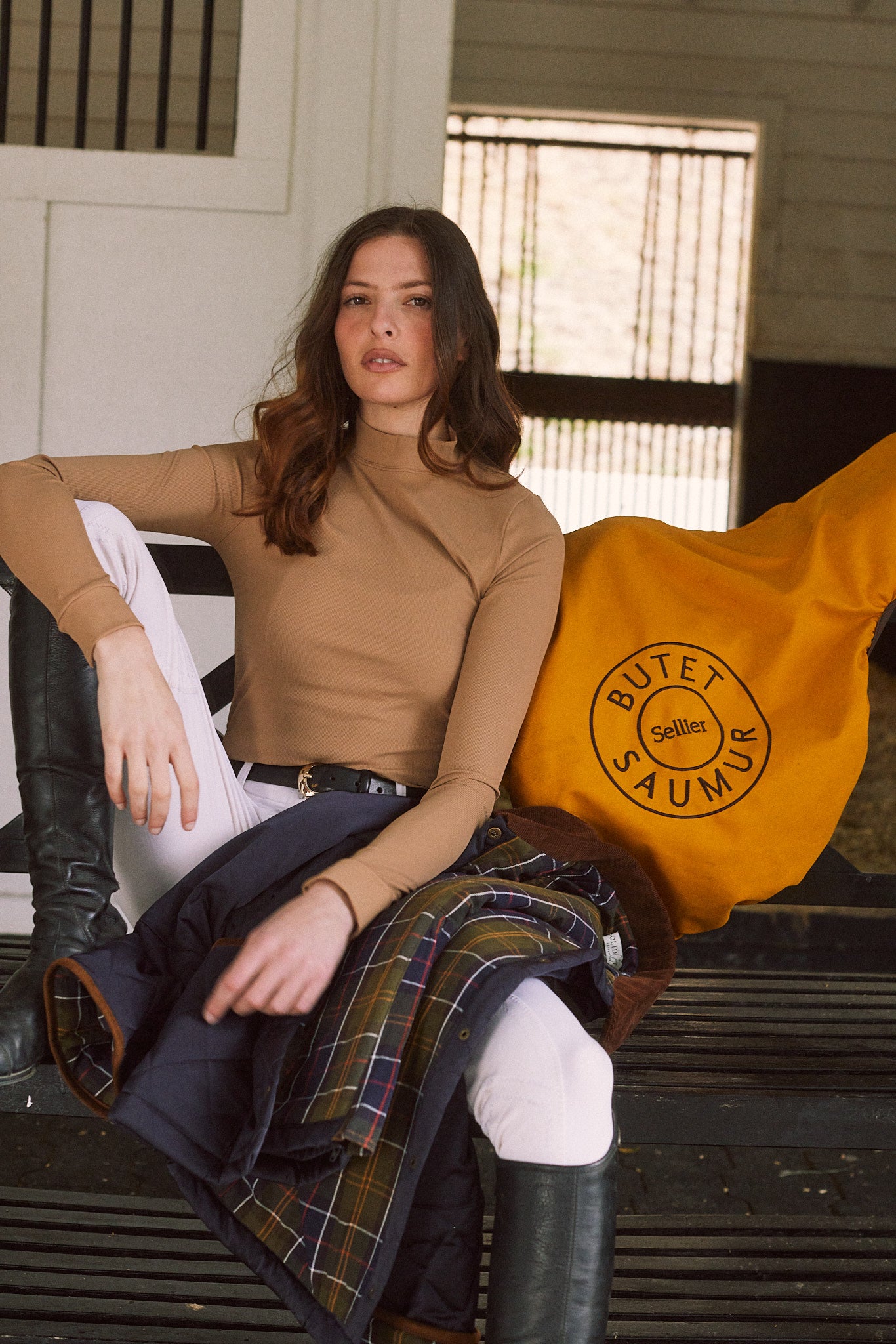 Mel Mock Neck | Italian Rib | Long Sleeve Schooling Top | Leather