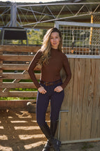 Mel Mock Neck | Feather Air | Long Sleeve Schooling Top | Chocolate