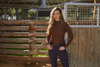 Mel Mock Neck | Feather Air | Long Sleeve Schooling Top | Chocolate