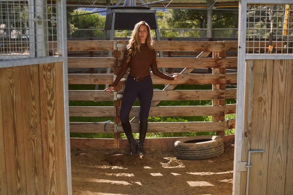 Mel Mock Neck | Feather Air | Long Sleeve Schooling Top | Chocolate
