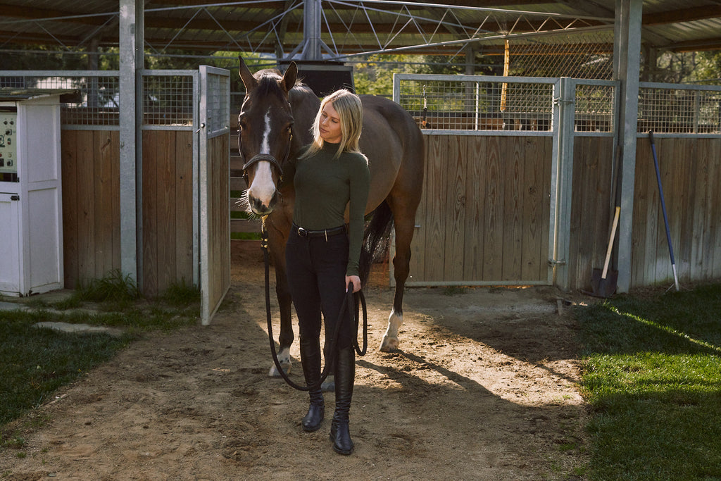 Mel Mock Neck | Feather Air | Long Sleeve Schooling Top | Olive